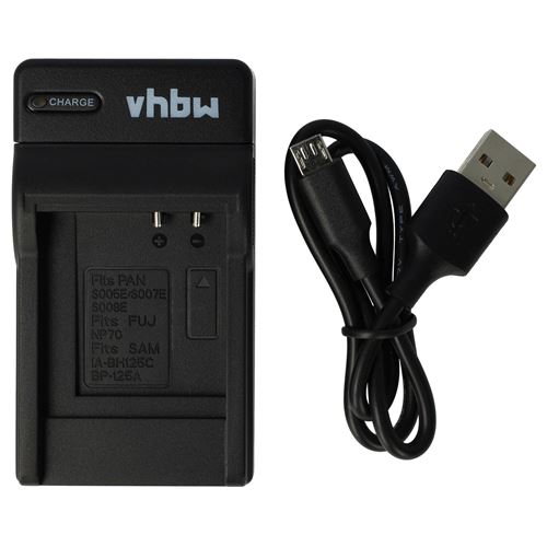vhbw chargeur Micro USB avec câble pour caméra Panasonic HM-TA1, SDR-S10, SDR-S10E, SDR-S10EG-K, SDR-S10EG-S, SDR-S15, SDR-S26, SDR-S7, SDR-S7E