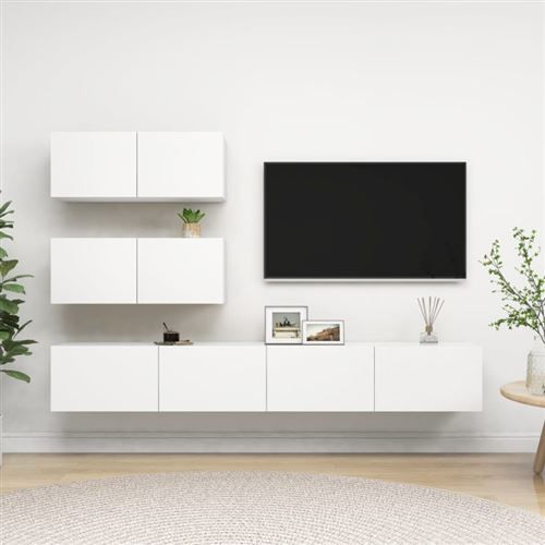 Non Communiqué Blanc Ensemble De Meubles Tv 4 Pcs Bois D Ingénierie
