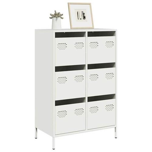 Non Communiqué Blanc Vidaxl Buffet Haut 68X39x101,5 Cm Acier 851225
