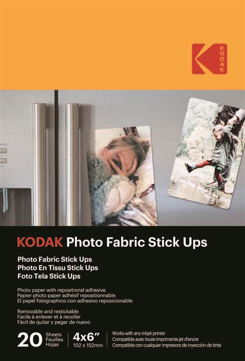 KODAK - 20 feuilles de papier photo adhesif, Format A6 (10x15cm), Impression Jet d'encre - 9891059