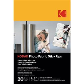 Papier photo instantané Kodak - 20 feuilles de papier photo adhesif, Format  A6 (10x15cm), Impression Jet d'encre - 9891059
