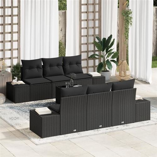 Non Communiqué Noir Vidaxl Ensemble De Canapés De Jardin 7 Pièces Rattan Avec Housses 3346953