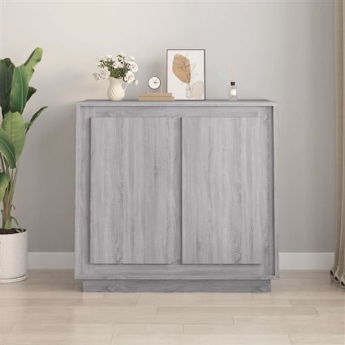 vidaXL - Buffet - Salon - Gris - 80x34x75 cm - Image 2