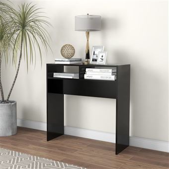 Table console noir 78x30x80 cm bois d ingénierie - 1