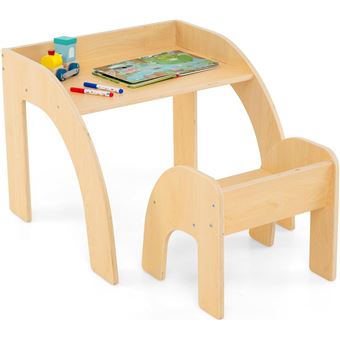 Giantex Table Enfant avec Chaise & Grand Plateau, Table et Chaise Enfant en Bois - 1