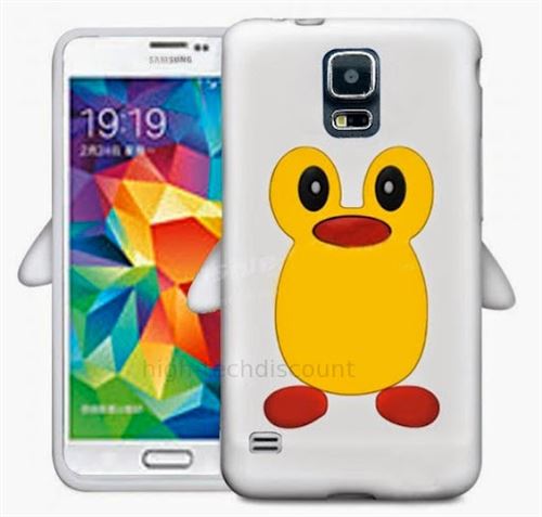 Housse etui coque silicone gel pour Samsung i9600 Galaxy S5 + film ecran - BLANC PINGOUIN - htdmobiles