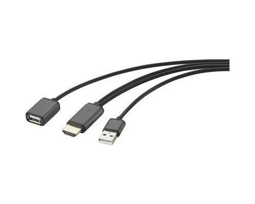 Renkforce RF-4700672 USB / HDMI Câble adaptateur [1x HDMI mâle - 2x USB 2.0 type A mâle, USB 2.0 type A femelle] noir avec fonction de streaming 2.00 m