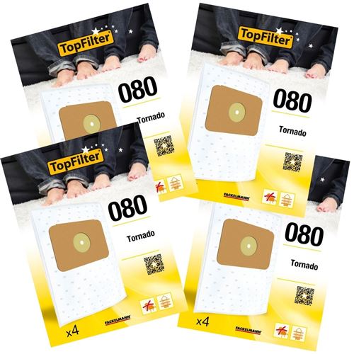 Lot de 4 packs de 4 sacs aspirateur 64080 Tornado Premium ref 9997850