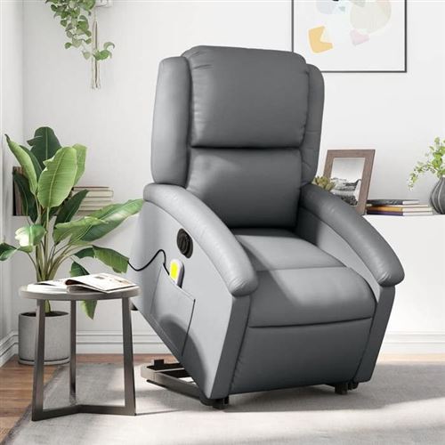 Non Communiqué Gris Vidaxl Fauteuil De Relaxation, Massage, Inclinable Électrique Similicuir