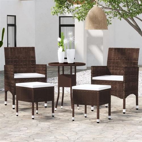Non Communiqué Marron Salon De Jardin Vidaxl Resine Tressee 5 Pieces 60.0 X 75 X 75 4 Personnes