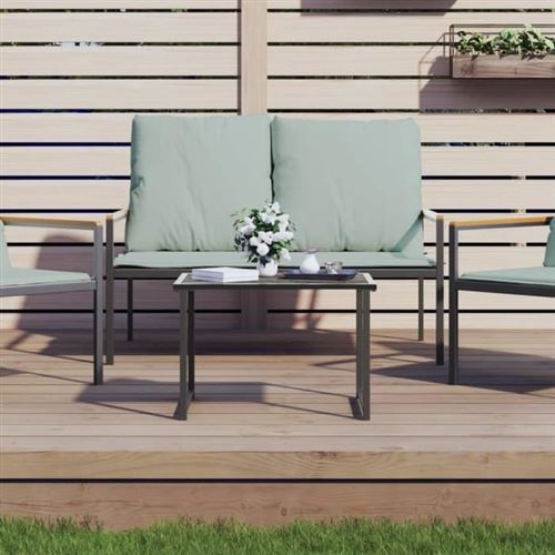 vidaXL - Table de jardin - Acier - Anthracite - 55x40x37 cm - Image 3