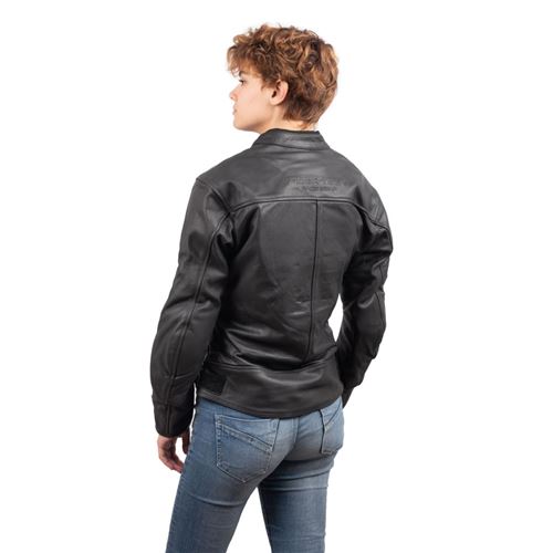 Blouson Moto Femme Vintage Rider Tec Cuir Noir Blanc Manteaux de sport Achat prix fnac