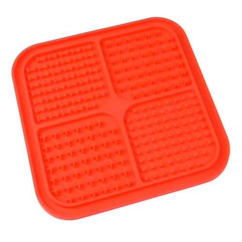 Tapis de Léchage Animaux Silicone 20cm Rouge