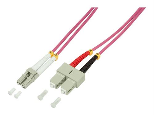 LogiLink - Cordon de raccordement - LC multi-mode (M) pour SC multi-mode (M) - 2 m - fibre optique - duplex - 50 / 125 microns - OM4 - sans halogène - violet