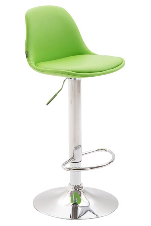 CLP Tabouret de bar Kiel assise et dossier rembourrés similicuir , Chrome/Vert