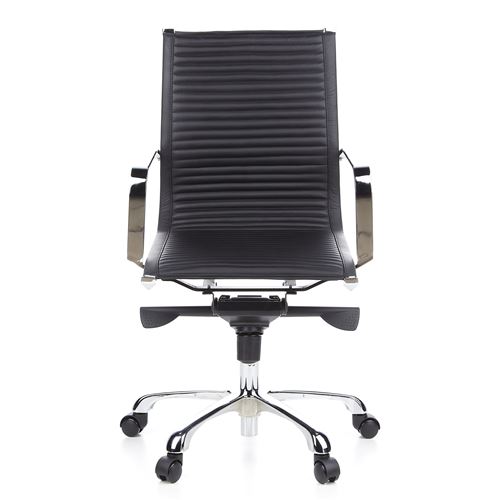 Siège de bureau / Fauteuil de direction CREMONA 10, cuir Nappa noir, chromé hjh OFFICE