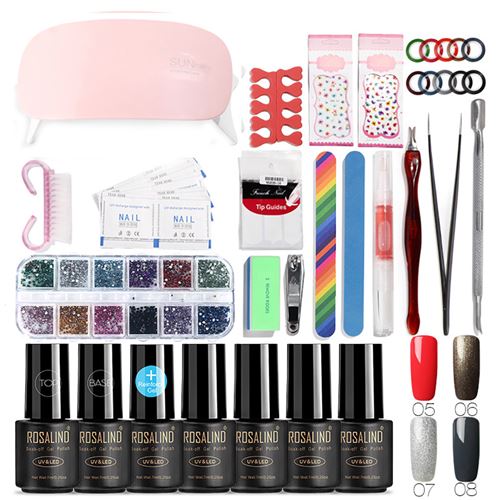Sèche-lampe à ongles LED avec kit de vernis gel tremper l'ensemble d'outils de manucure B - Multicolore