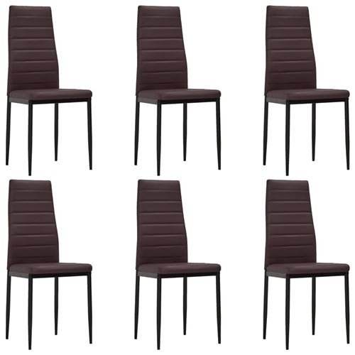 vidaXL Chaise de salle à manger 6 pcs avec design fin Marron