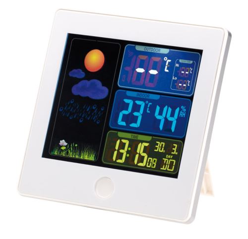 Station météo,Avec capteur, météo, thermomètre, heure, radio-réveil DCF,  écran couleur, humidité