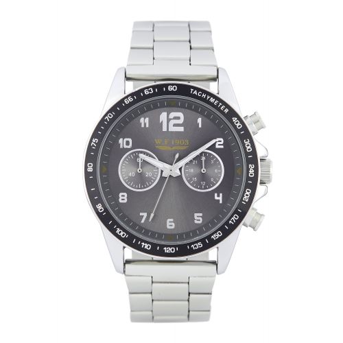 Montre Homme W.F 1903 à Quartz Cadran Argenté 42 mm Et Bracelet Argenté En Acier Inoxidable WFS18066