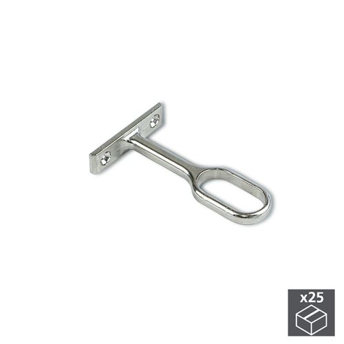 Emuca Support central pour tube d'armoire, Zamak, Nickelé, 25 ut.