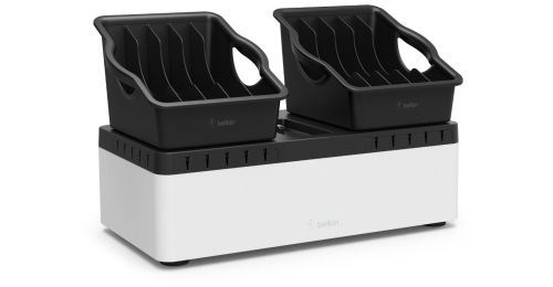 Belkin - B2B160vf - Store and Charge Go - Station de Recharge avec 2 Bacs Amovibles et une Station de Recharge 10 Ports USB – Noir / Blanc