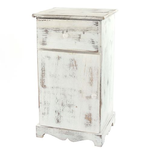 Commode Table D Appoint Chevet Table Haute 35x29x63cm Shabby Vintage Blanc Achat Prix Fnac