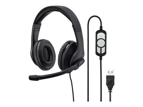 Hama PC Office Headset HS-USB300 - Headset - over oor - met bekabeling - USB - zwart