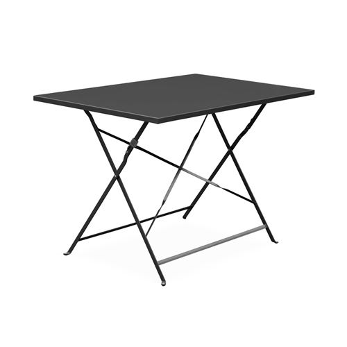 Sweeek Table de jardin bistrot pliable - Emilia rectangle anthracite- Table rectangle 110x70cm en acier thermolaqué