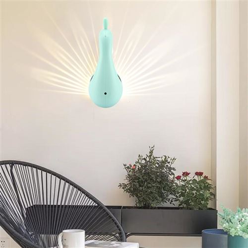 Lampe de Projection E Forme Paon Décoration Maison Avec Télécommande USB (Vert)