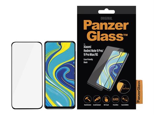 PanzerGlass Case Friendly - Protection d'écran pour téléphone portable - couleur de cadre black - pour Xiaomi Redmi Note 9 Pro