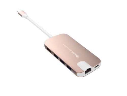 SilverHT 17120 – Adaptateur Type-C gn30h à Ethernet + Hub 5 en 1, Couleur Rose