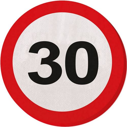 Folat serviettes panneau de signalisation 30 ans 33 cm papier 20 pièces
