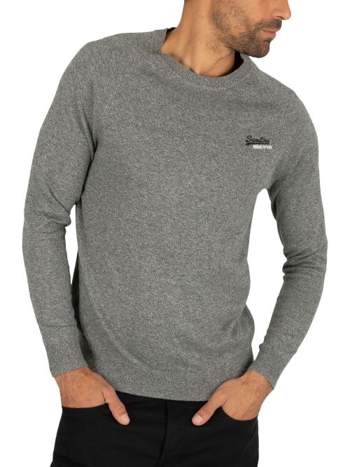 Superdry Pour des hommes Tricot de coton étiquette orange, GrisL