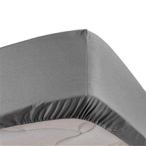 Drap housse anthracite 140 x 190 cm en percale bonnet 30 cm