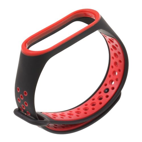 Bracelet en silicone deux tons souple noir rouge pour votre Xiaomi Mi Band 3