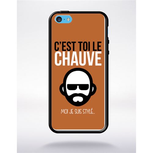Coque c est toi le chauve moi je suis styl 8 compatible apple iphone 5c bord noir silicone