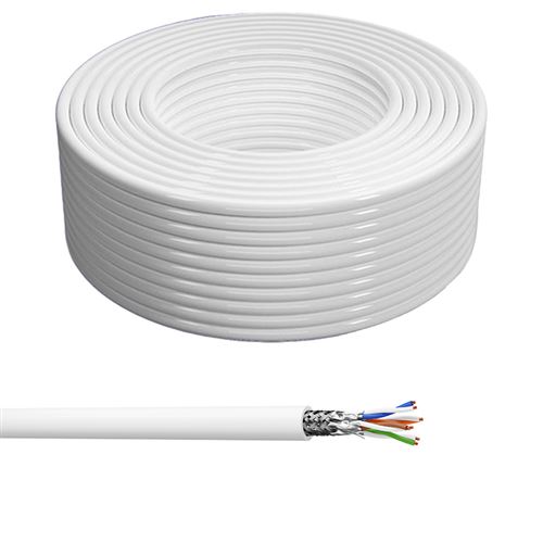 Goobay 94223 CAT 6 C&acirc;ble R&eacute;seau, S/FTP (PiMF), Blanc, 100 m Longueur