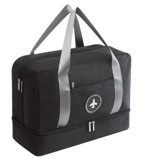 Sac de Voyage, Sac de Sport Pliable avec séparateur de Linge Humide et sec et Range Chaussures ( Noir )