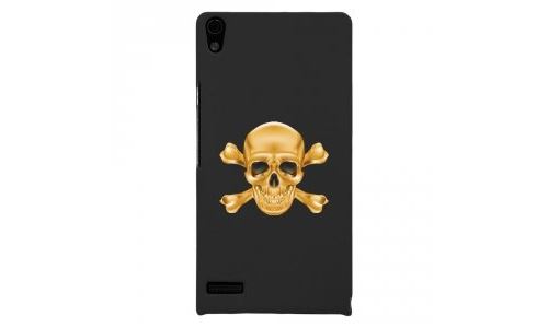 Coque rigide pour Huawei Ascend P6 avec impression Motifs tête de mort aspect or