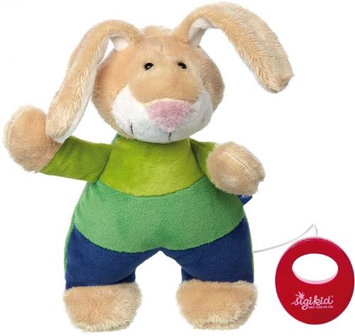 sigikid, Garçon, Peluche Musicale, Lapin, Blue Collection, Vert/Bleu, 41840
