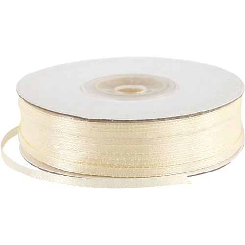 Creotime Ruban de satin 3 mm x 100 m blanc cassé