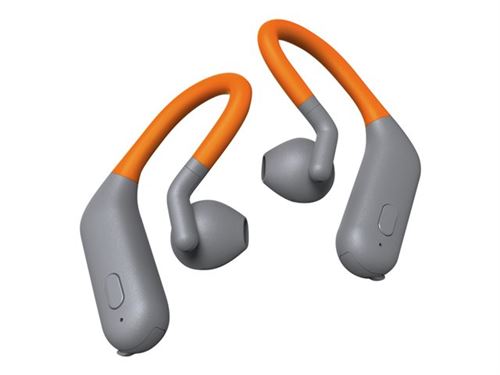 Thomson WEAR8500BT - Véritables écouteurs sans fil avec micro - embout auriculaire - montage sur l'oreille - Bluetooth - gris, orange