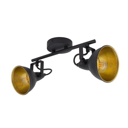 Lampe de Plafond Orientable Emer 2 Spots Noir Noir