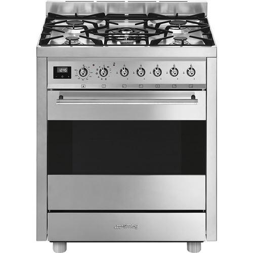 Smeg Classica C7GPX9 - Cuisinière - pose libre - largeur : 70 cm - profondeur : 60 cm - hauteur : 90 cm - avec système auto-nettoyant - acier inoxydable
