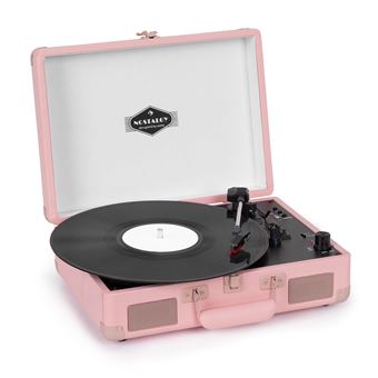 Platine vinyle rétro- auna Peggy Sue BT - Haut parleurs stéréo - USB, AUX & bluetooth - Rose