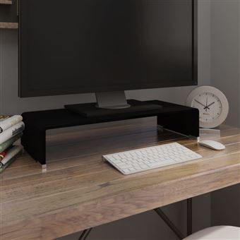 Meuble TV support pour moniteur 60x25x11 cm verre noir - 1