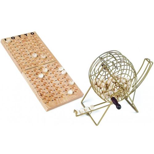Jeu de loto en bois avec sphère métal 18 cm