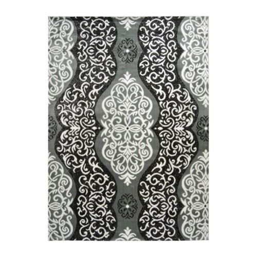 BAHIA Tapis de salon 160x230 cm gris, noir et or
