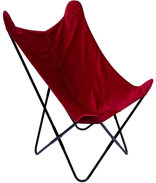 The Home Deco Factory - Fauteuil papillon en velours réversible Rouge